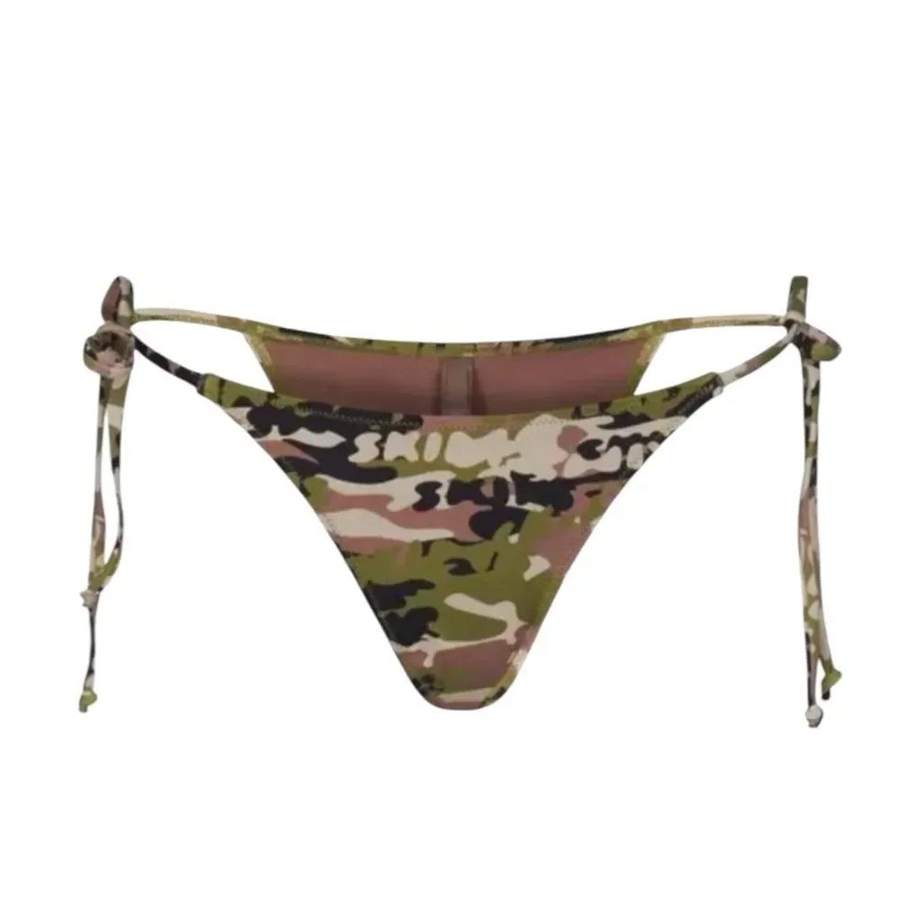Skims Recycled Swim Low Rise Tie Bikini Bottom In Logo Camo Size 4X